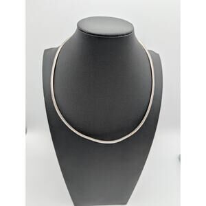 Reversible Omega Chain Necklace Sterling Silver Gold Tone 18" Italian Flat